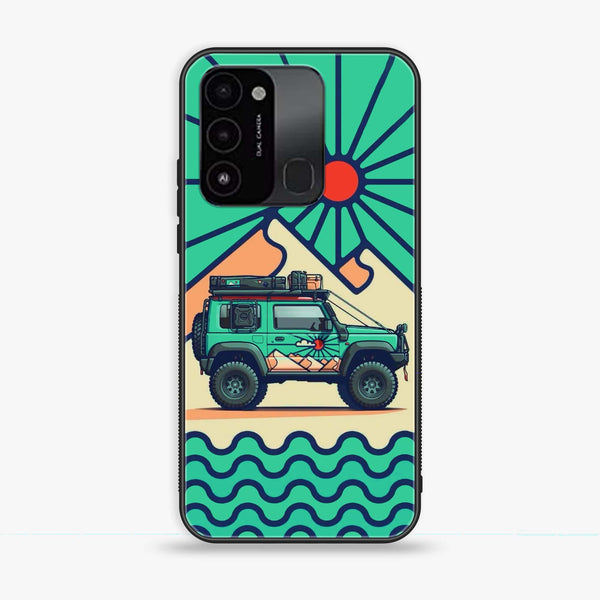 Tecno Spark Go 2022 - Suzuki Jimny Design - Premium Printed Glass soft Bumper Shock Proof Case