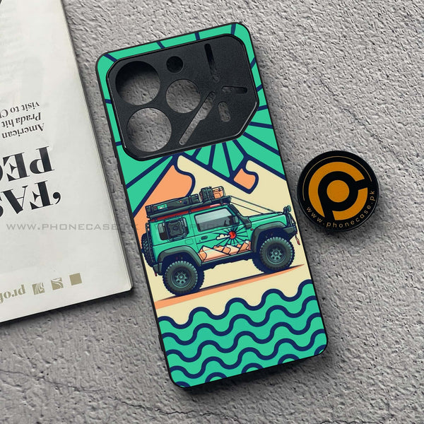 Tecno Pova 6 Pro - Suzuki Jimny Design - Premium Metal  Printed soft Bumper shock Proof Case