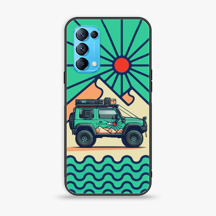 Oppo Reno 5  - Suzuki Jimny Design - Premium Printed Glass soft Bumper Shock Proof Case