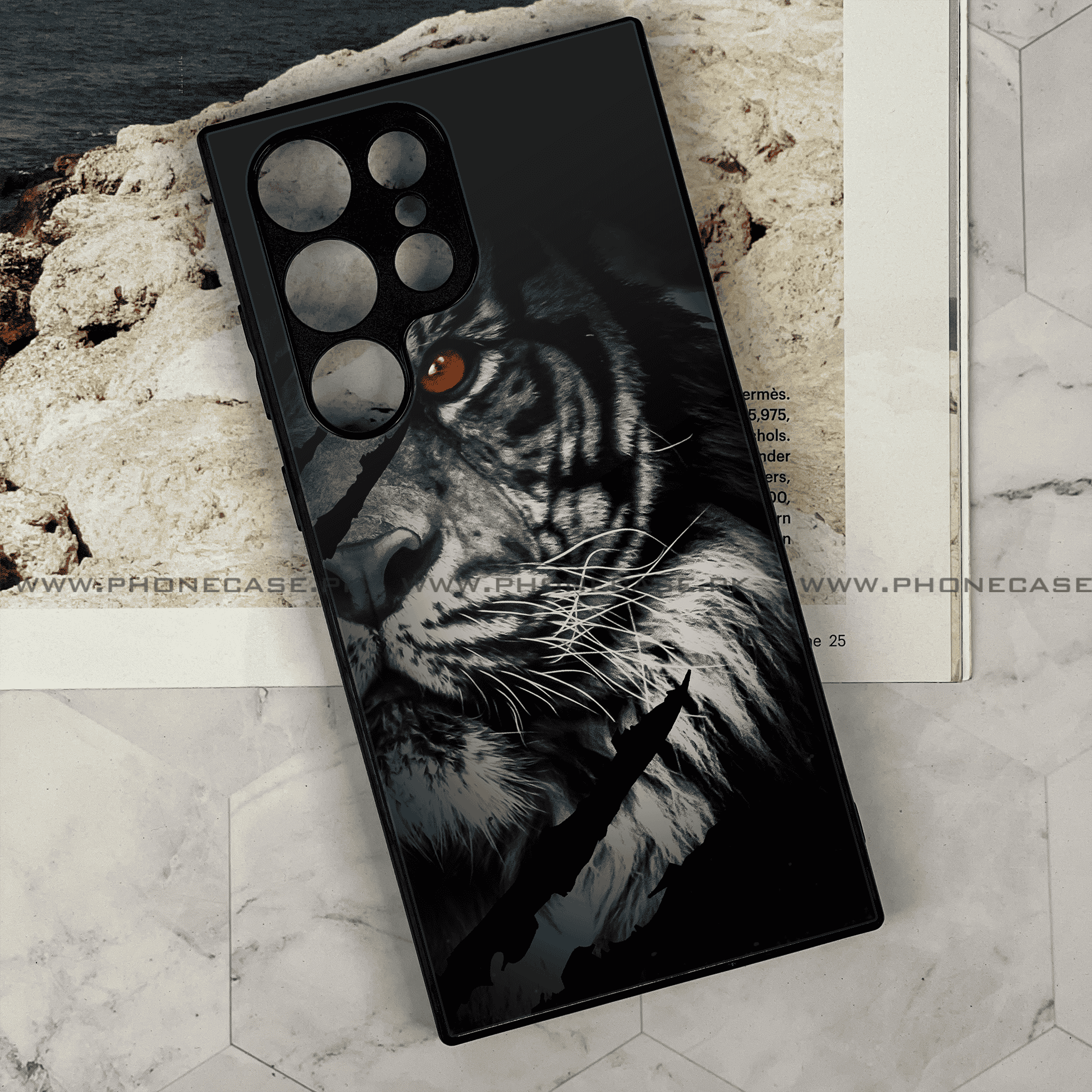 Galaxy S21 Ultra -Tiger  Series - Premium Metal Printed soft Bumper shock Proof Case