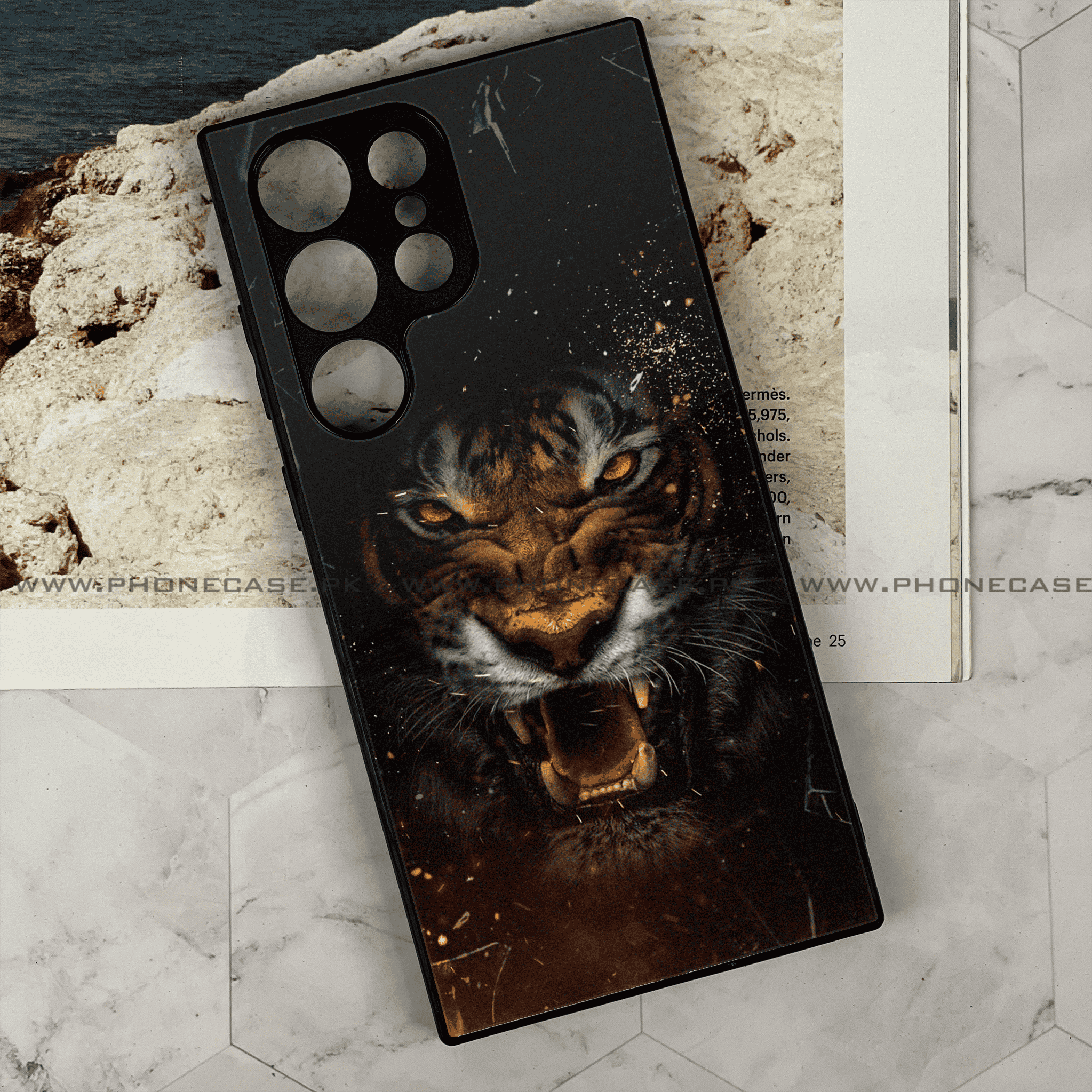 Galaxy S21 Ultra -Tiger  Series - Premium Metal Printed soft Bumper shock Proof Case