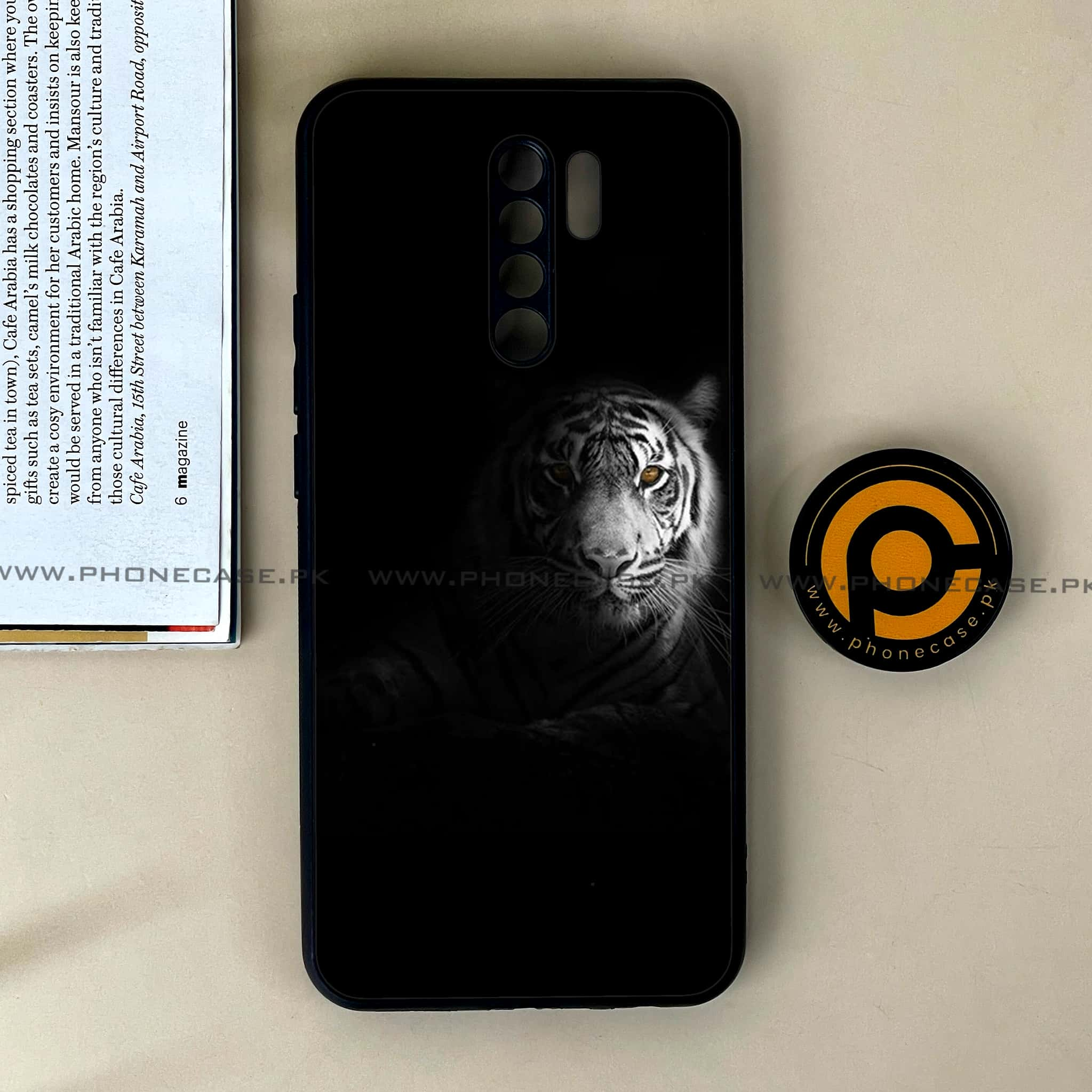 Xiaomi Redmi 9 - Tiger Series - Premium Printed Glass soft Bumper shock Proof Case