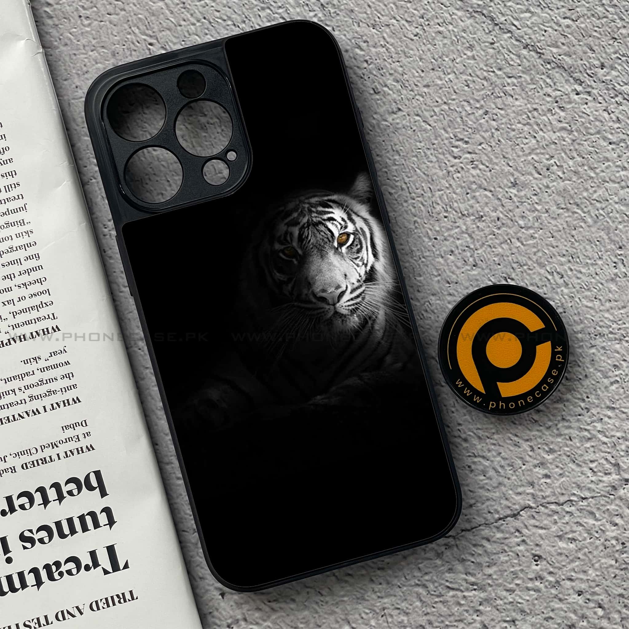 iPhone 15 Pro Max - Tiger Series - Premium Metal Printed soft Bumper shock Proof Case