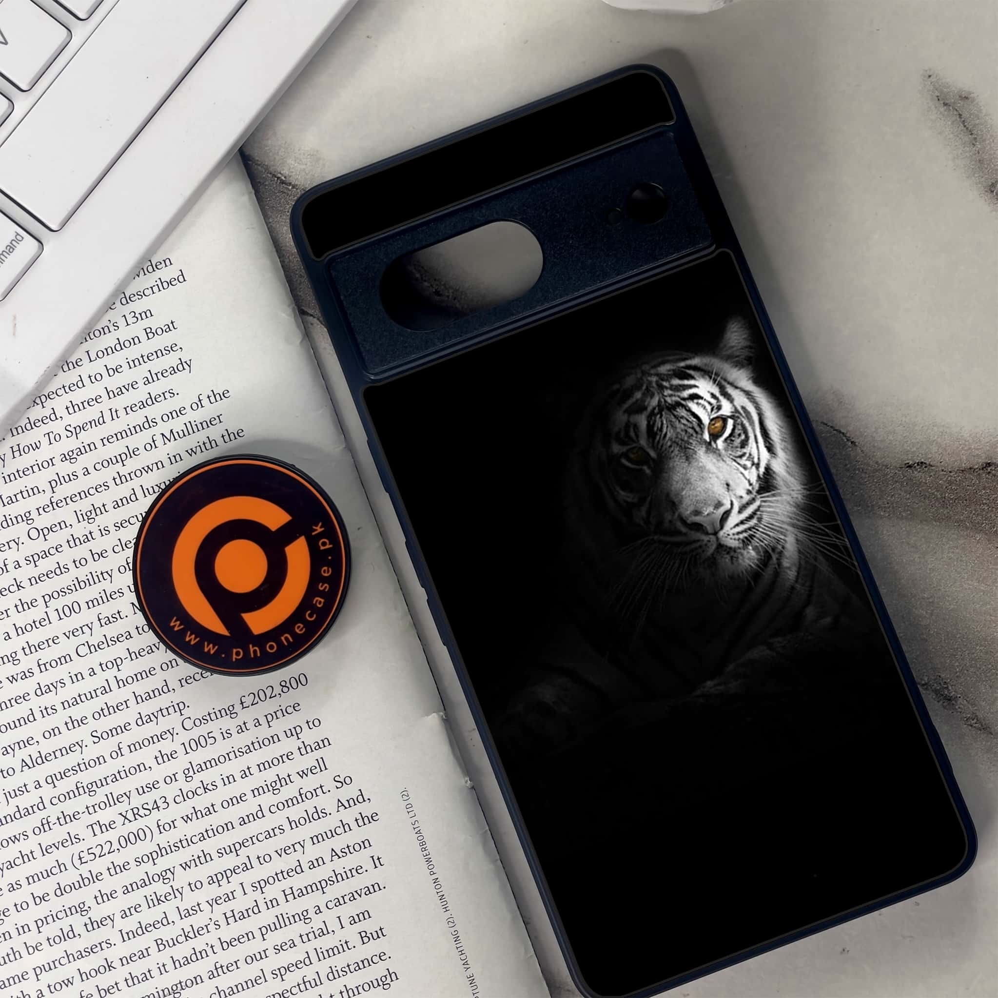 Google Pixel 7 - Tiger Series - Premium Metal Printed soft Bumper Shock Proof Case