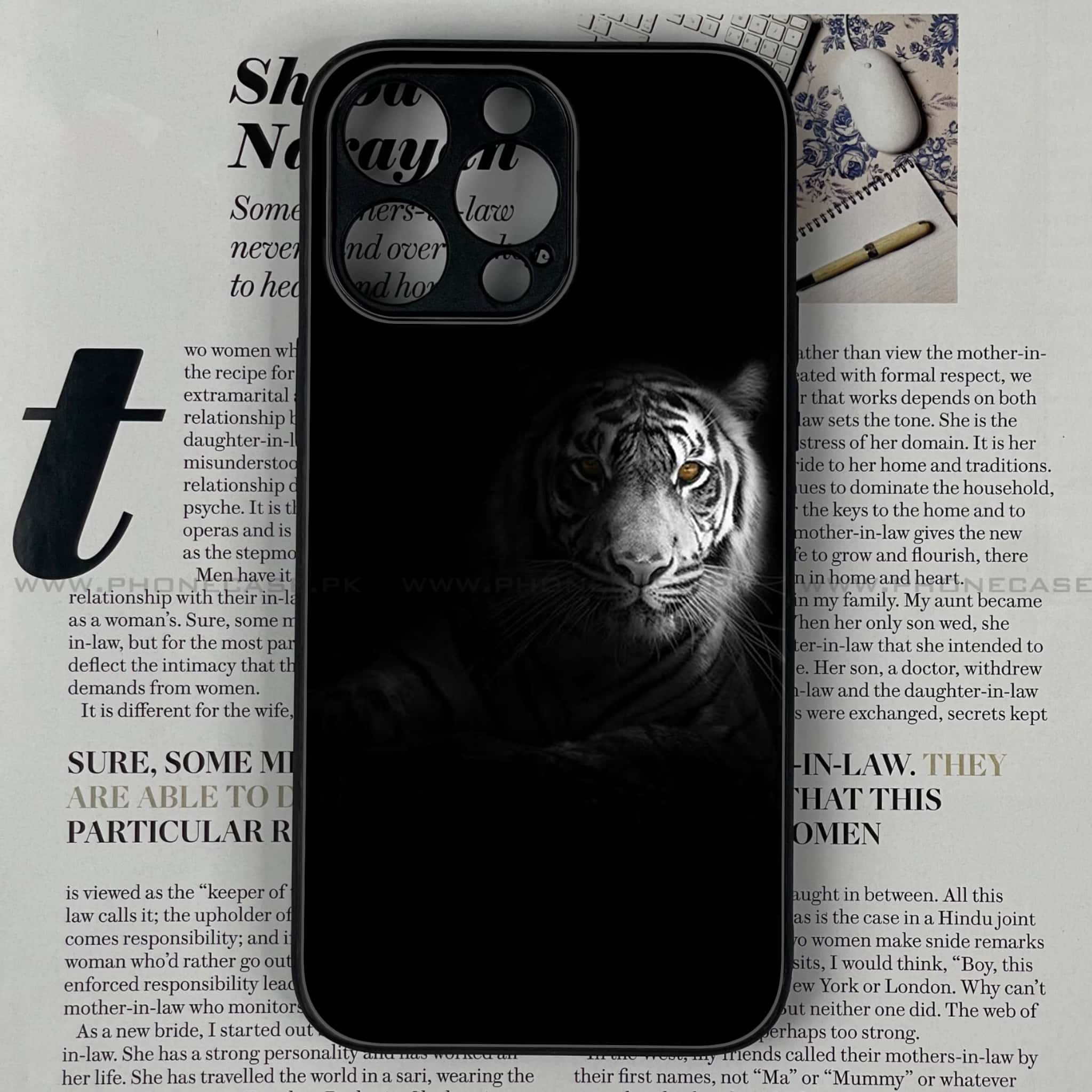 IPHONE 14 PRO - Tiger Art Series - Premium Printed Glass soft Bumper shock Proof Case