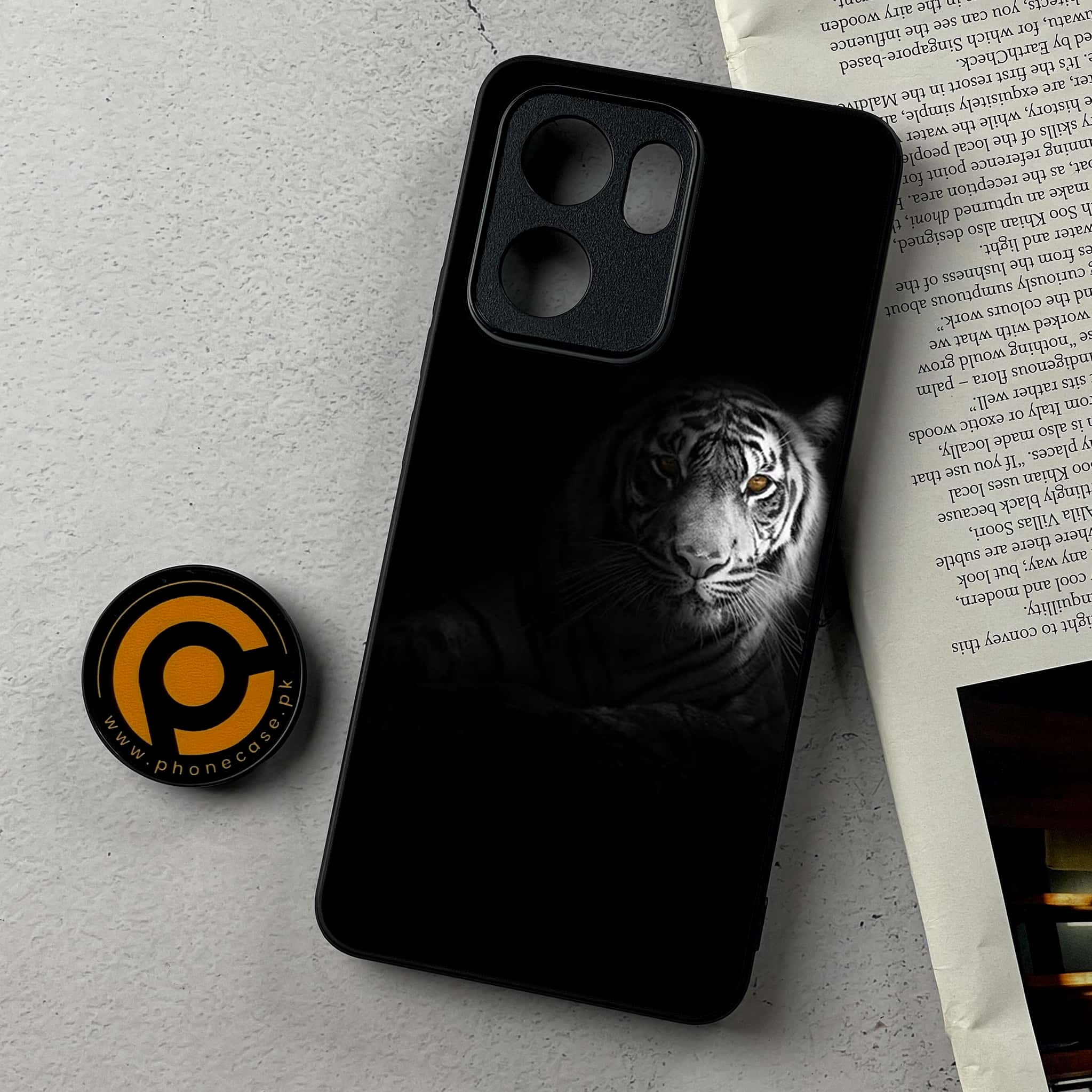 Oppo Reno 14F - Tiger Series - Premium Metal Printed Soft Bumper Shockproof Case