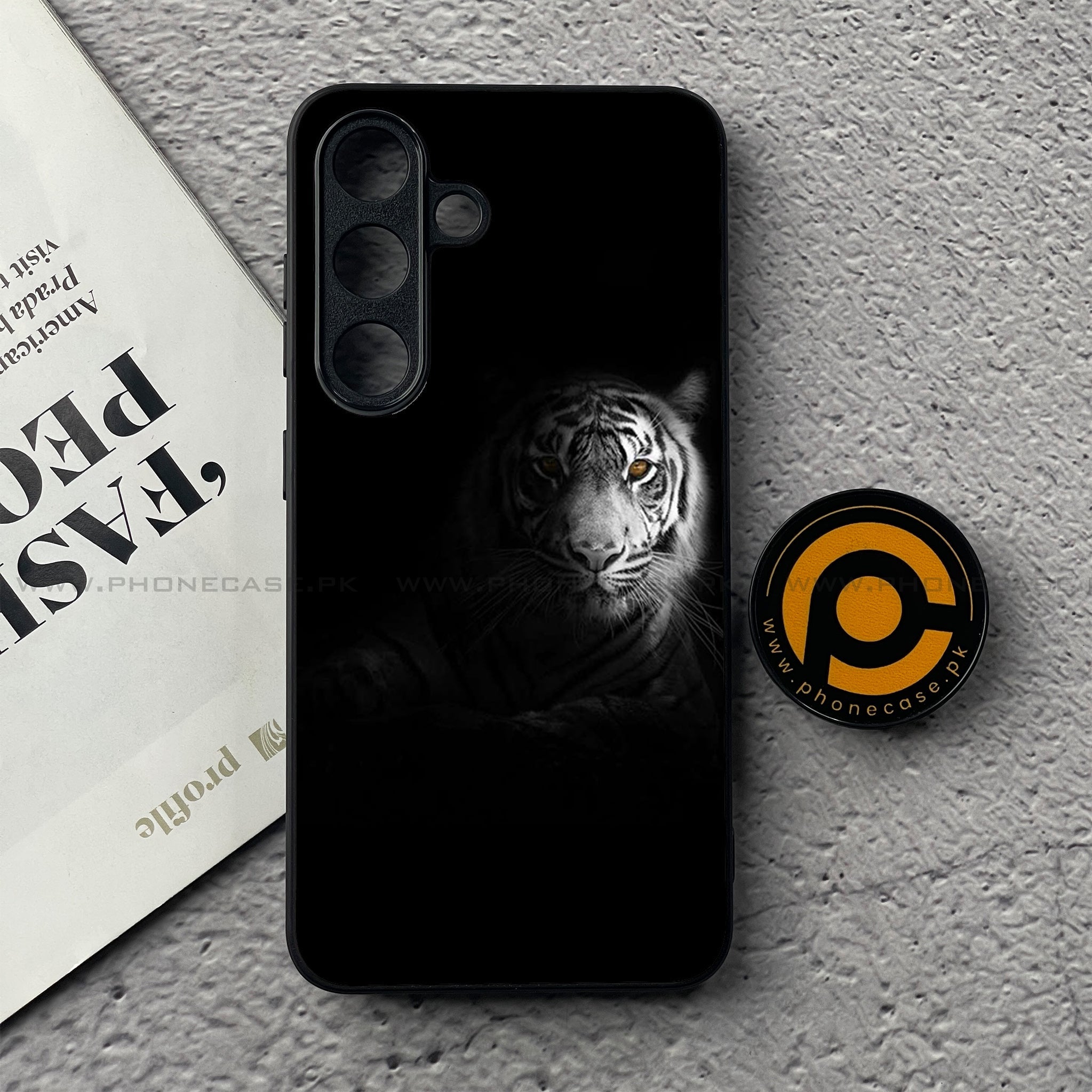 Samsung Galaxy S25 FE - Tiger Series - Premium Metal Printed soft Bumper shock Proof Case