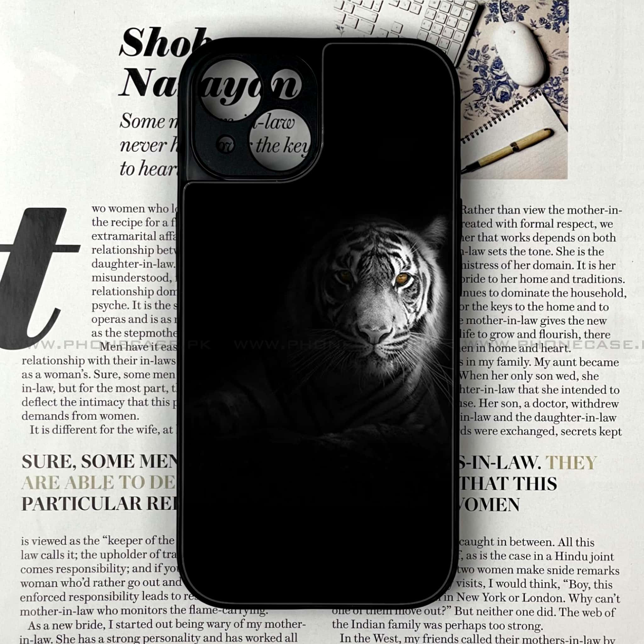 iPhone 13 - Tiger Art series - Premium Printed Glass soft Bumper shock Proof Case