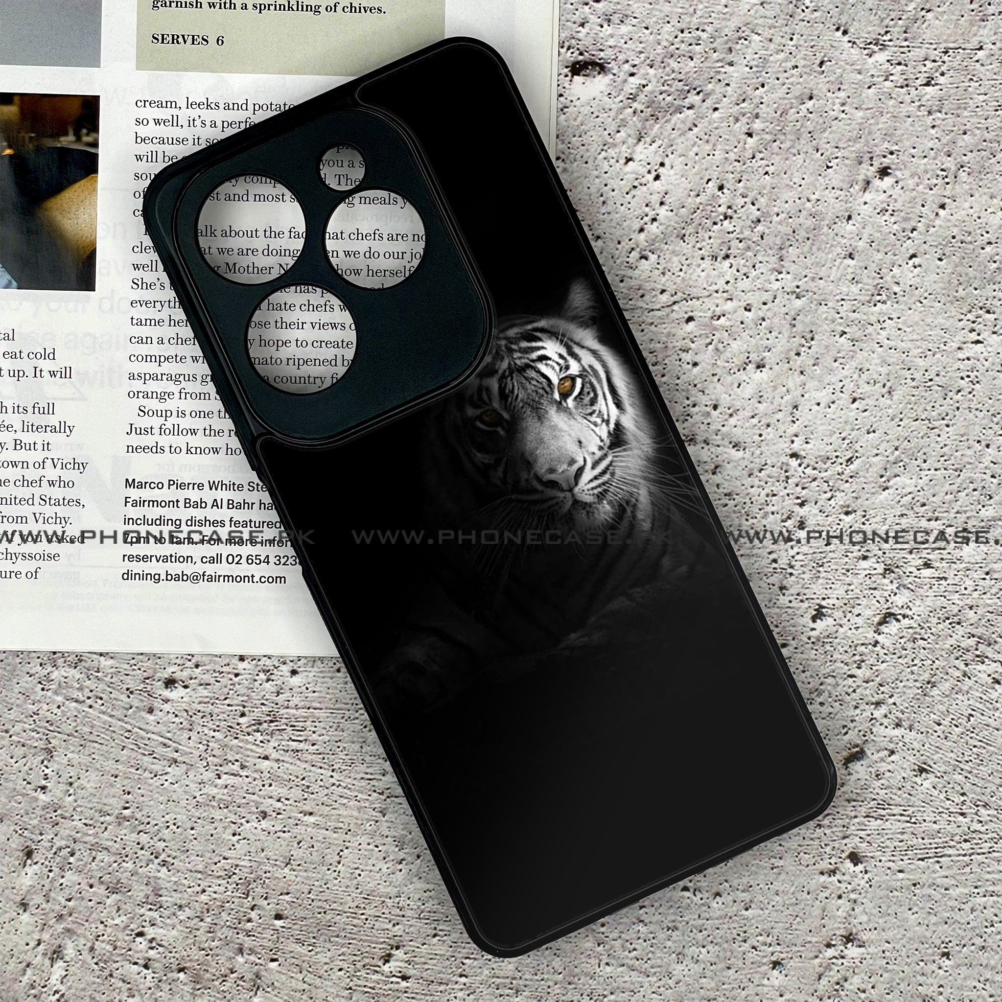 Tecno Spark 20 Pro - Tiger Series - Premium Printed Glass soft Bumper shock Proof Case