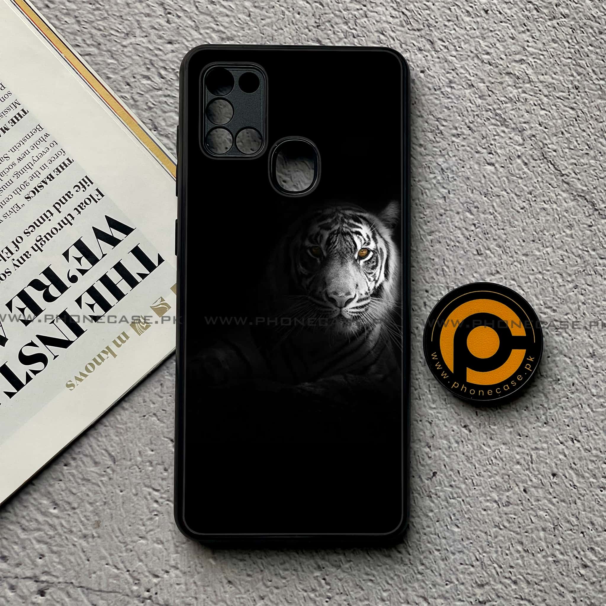 Samsung Galaxy A21s - Tiger Art Series - Premium Printed Glass soft Bumper shock Proof Case