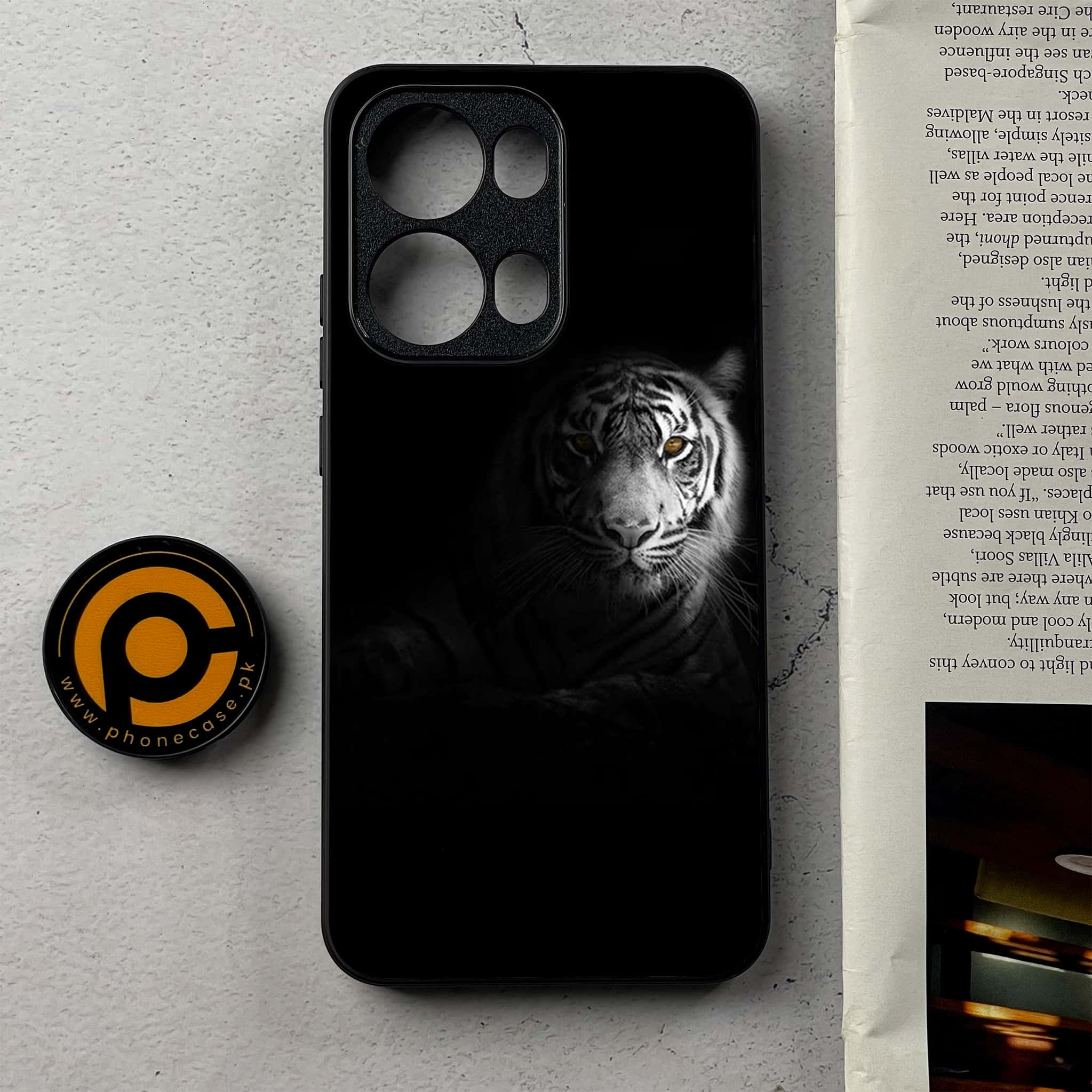 Oppo Reno 13 Pro - Tiger Series - Premium Metal Printed Soft Bumper Shockproof Case