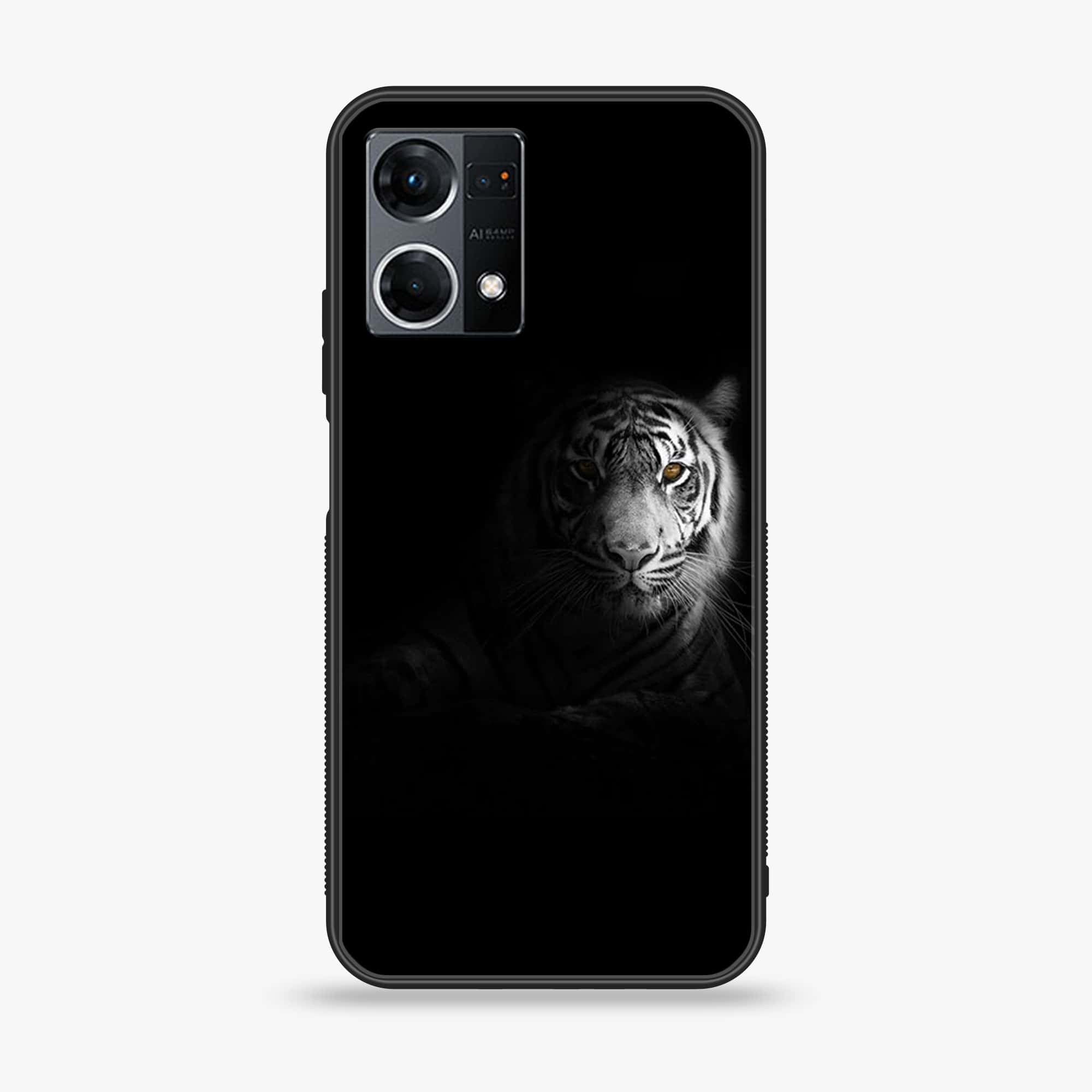 Oppo Reno 7 - Tiger Series - Premium Printed Glass soft Bumper shock Proof Case