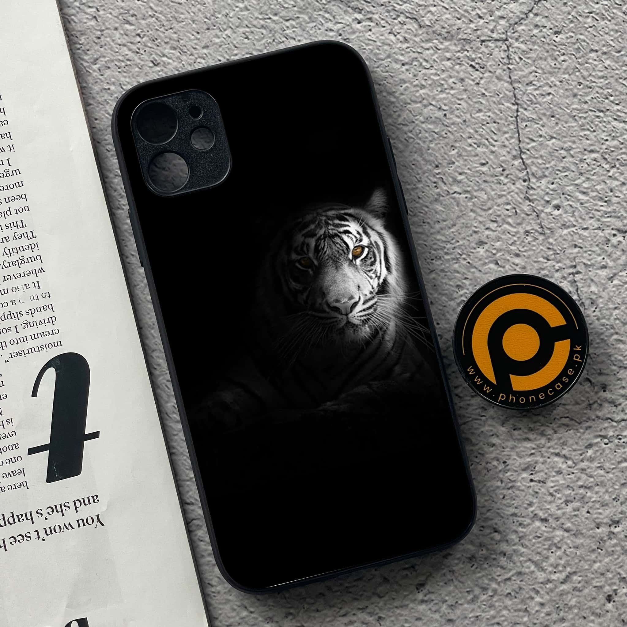 iPhone 11  Tiger Art Series  Premium Printed Glass soft Bumper shock Proof Case