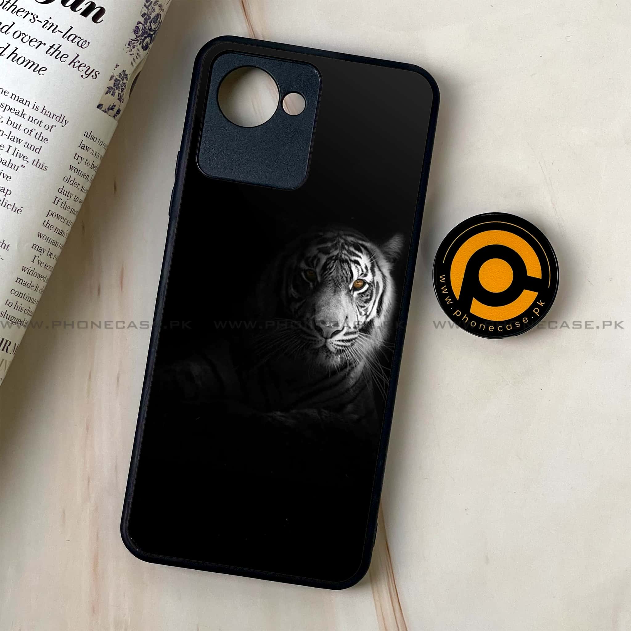 Realme C30 - Tiger Series - Premium Printed Glass soft Bumper shock Proof Case