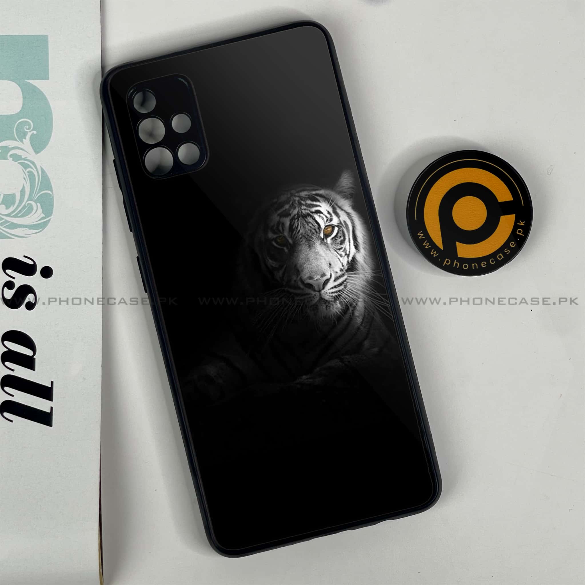 Samsung Galaxy A51 Tiger Art Series Premium Printed Glass soft Bumper shock Proof Case