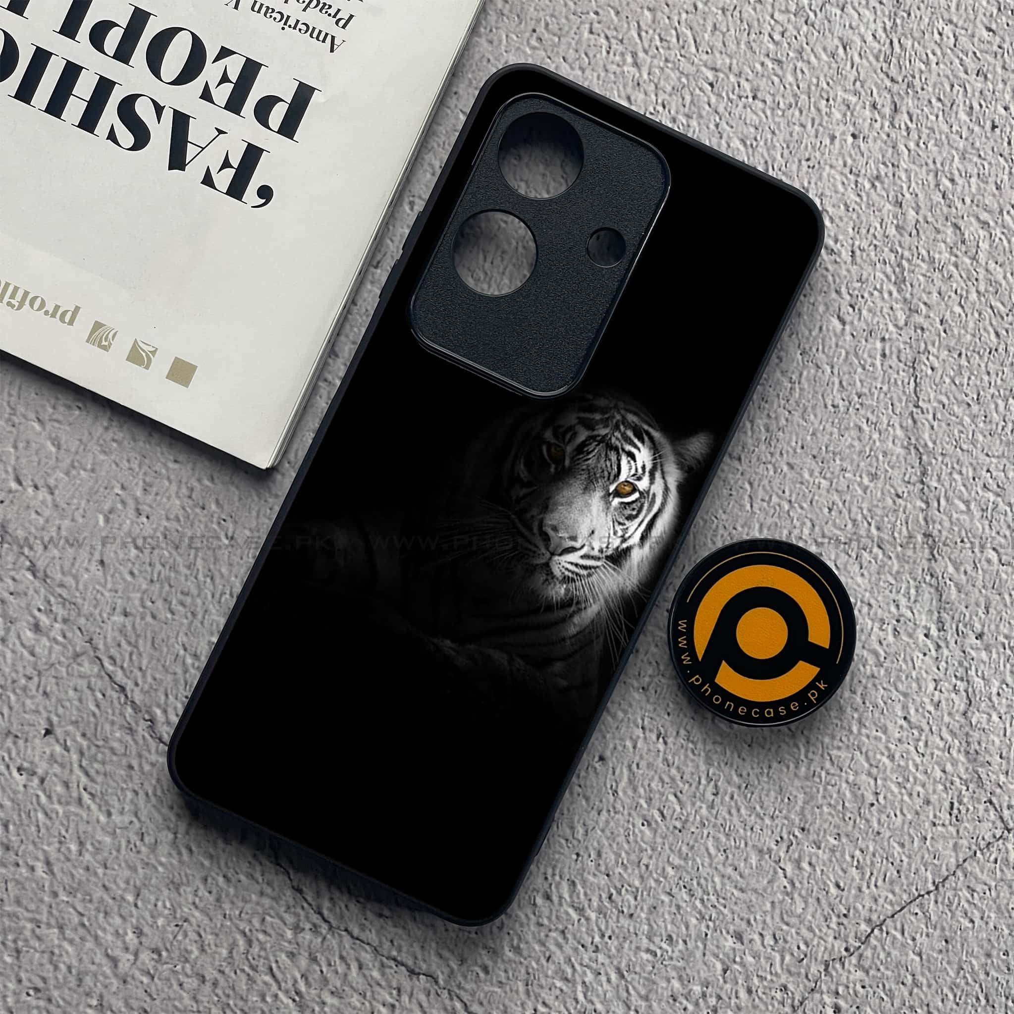 Realme Note 60x - Tiger Series - Premium Printed Glass soft Bumper shock Proof Case