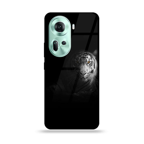 Oppo Reno 11 5G - Tiger Design 10- Premium Printed Glass soft Bumper shock Proof Case CS-11884