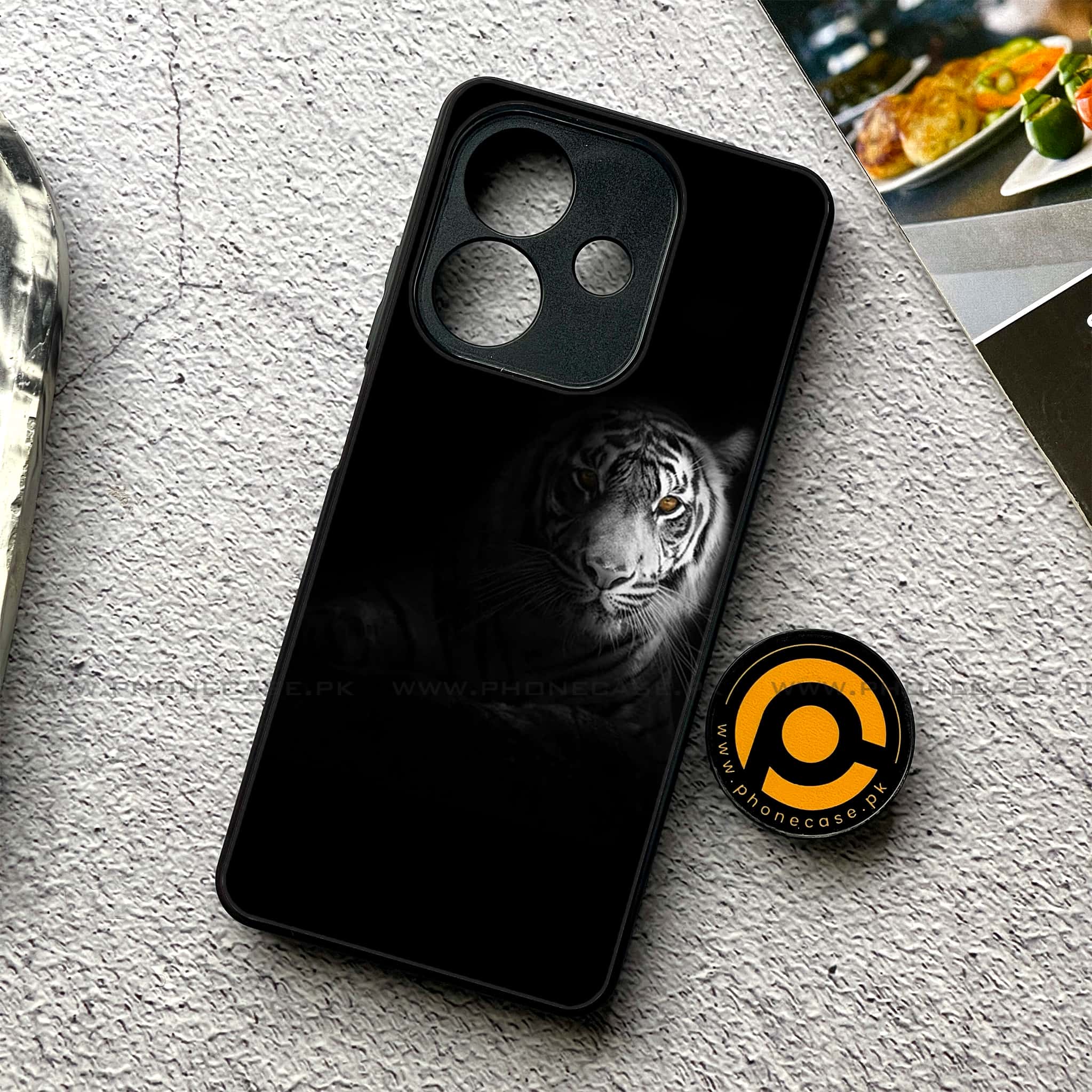 Oppo A5i - Tiger Series - Premium Metal Printed soft Bumper shock Proof Case