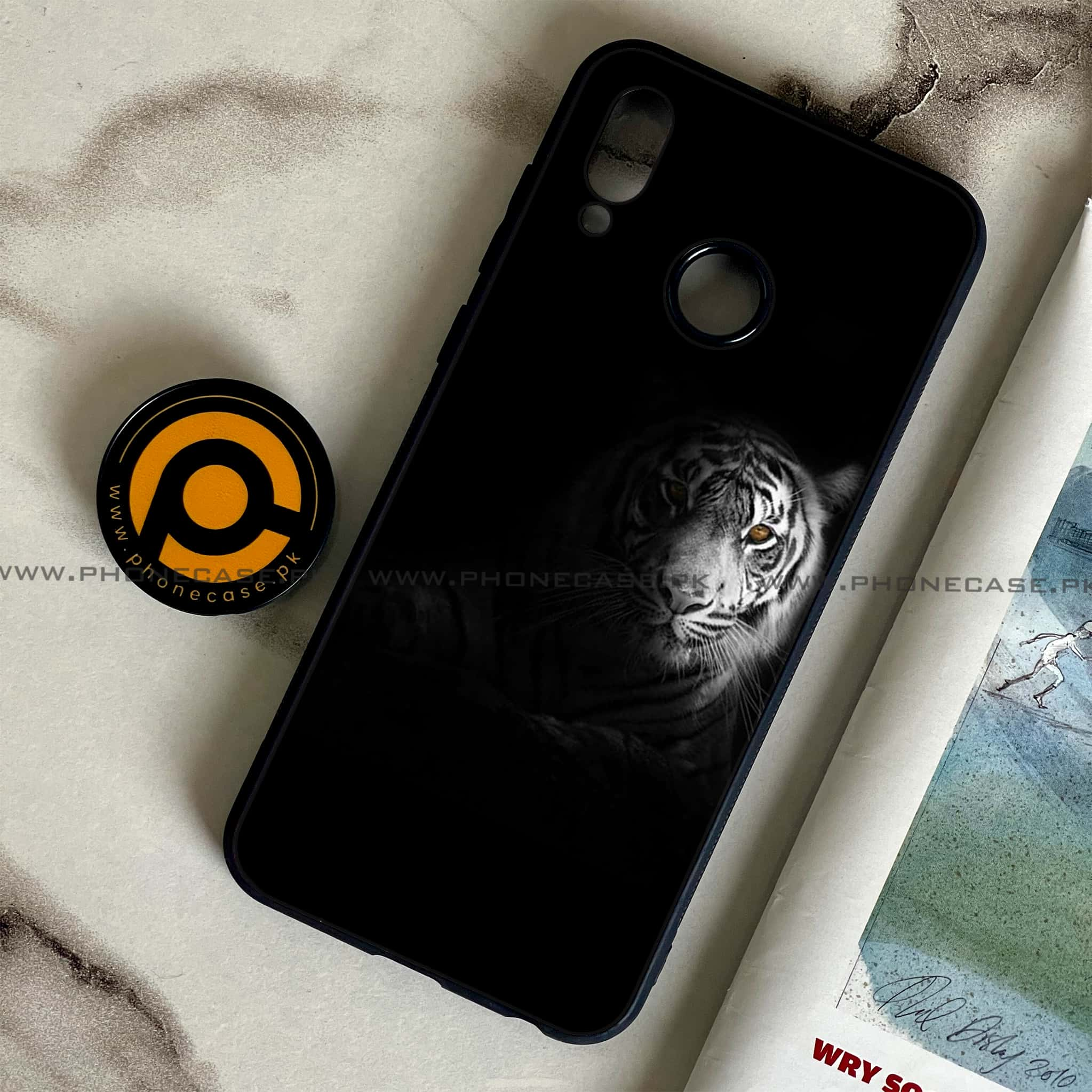 Huawei Honor Play - Tiger Series - Premium Printed Glass soft Bumper shock Proof Case