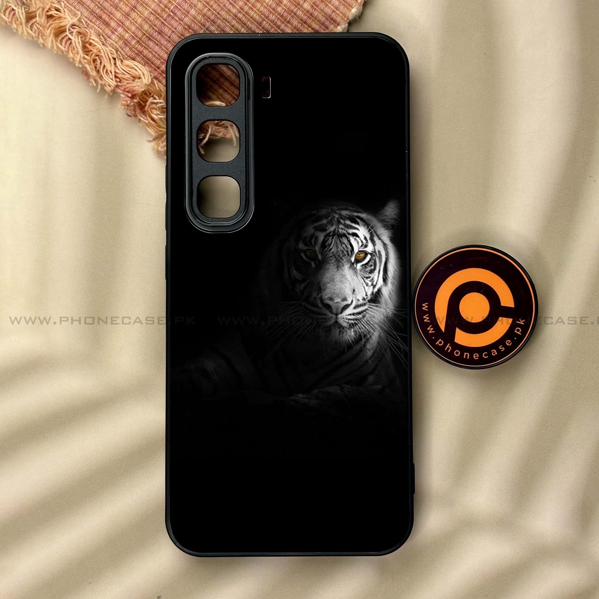 Infinix Hot 60 Pro - Tiger Series - Premium Metal Printed soft Bumper shock Proof Case