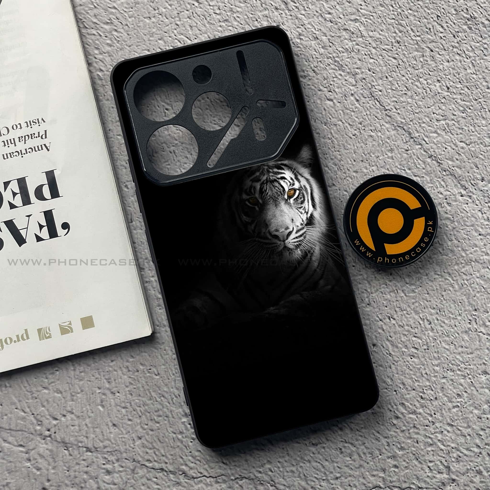 Tecno Pova 6 Pro - Tiger Series - Premium Printed Glass soft Bumper shock Proof Case