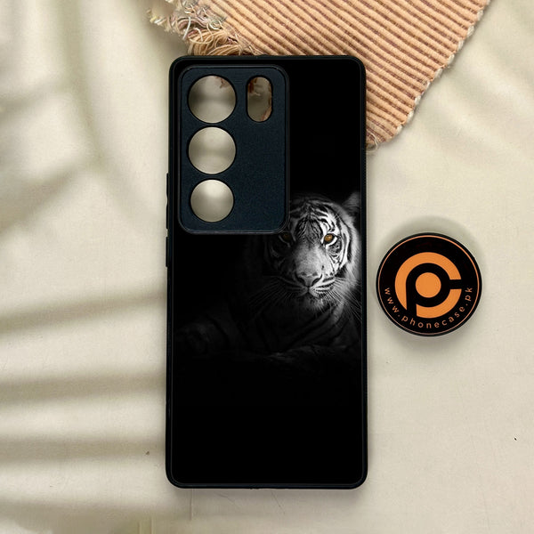 Vivo V29 - Tiger Series - Premium Printed Glass soft Bumper shock Proof Case