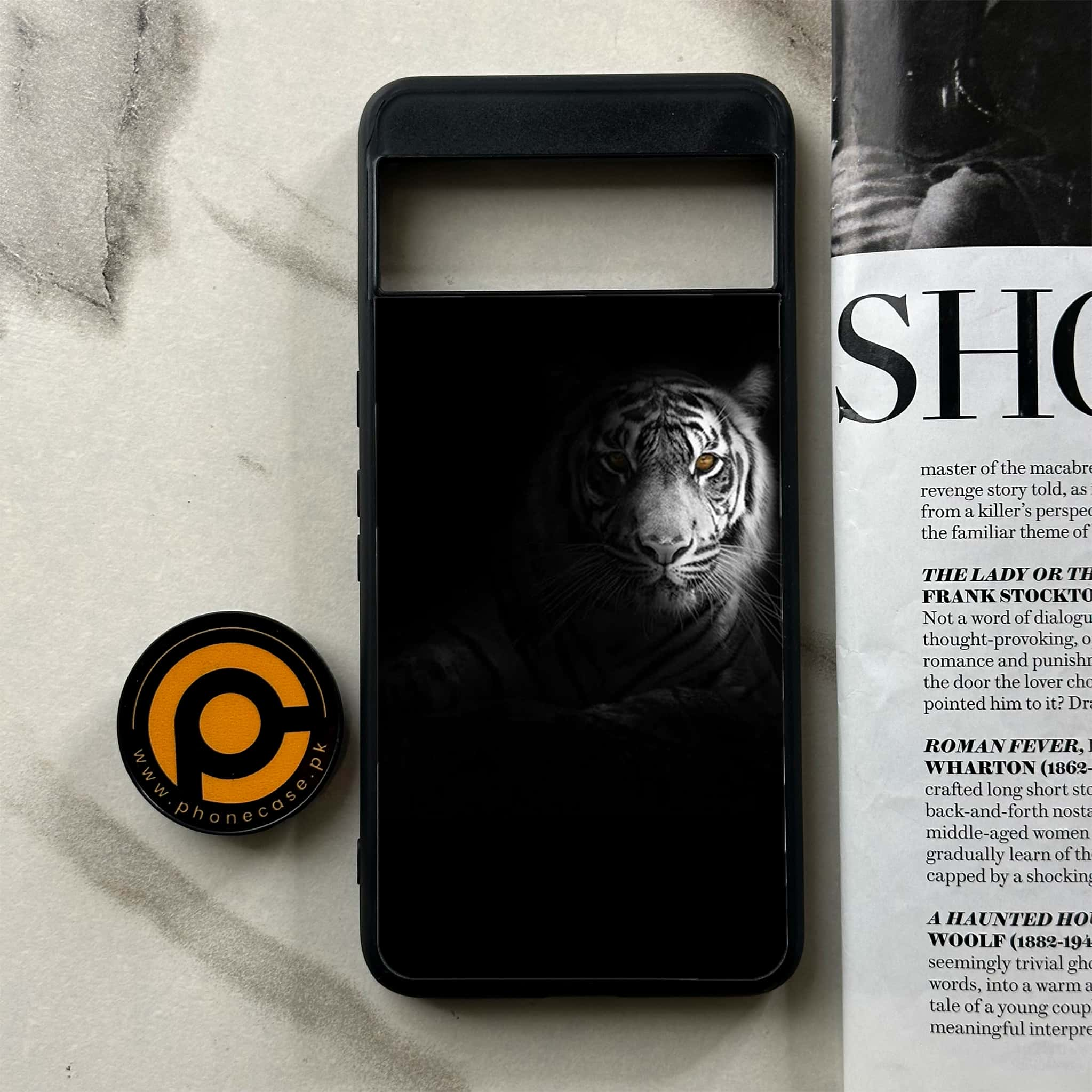 Google Pixel 8 Pro - Tiger Series - Premium Printed Glass soft Bumper shock Proof Case