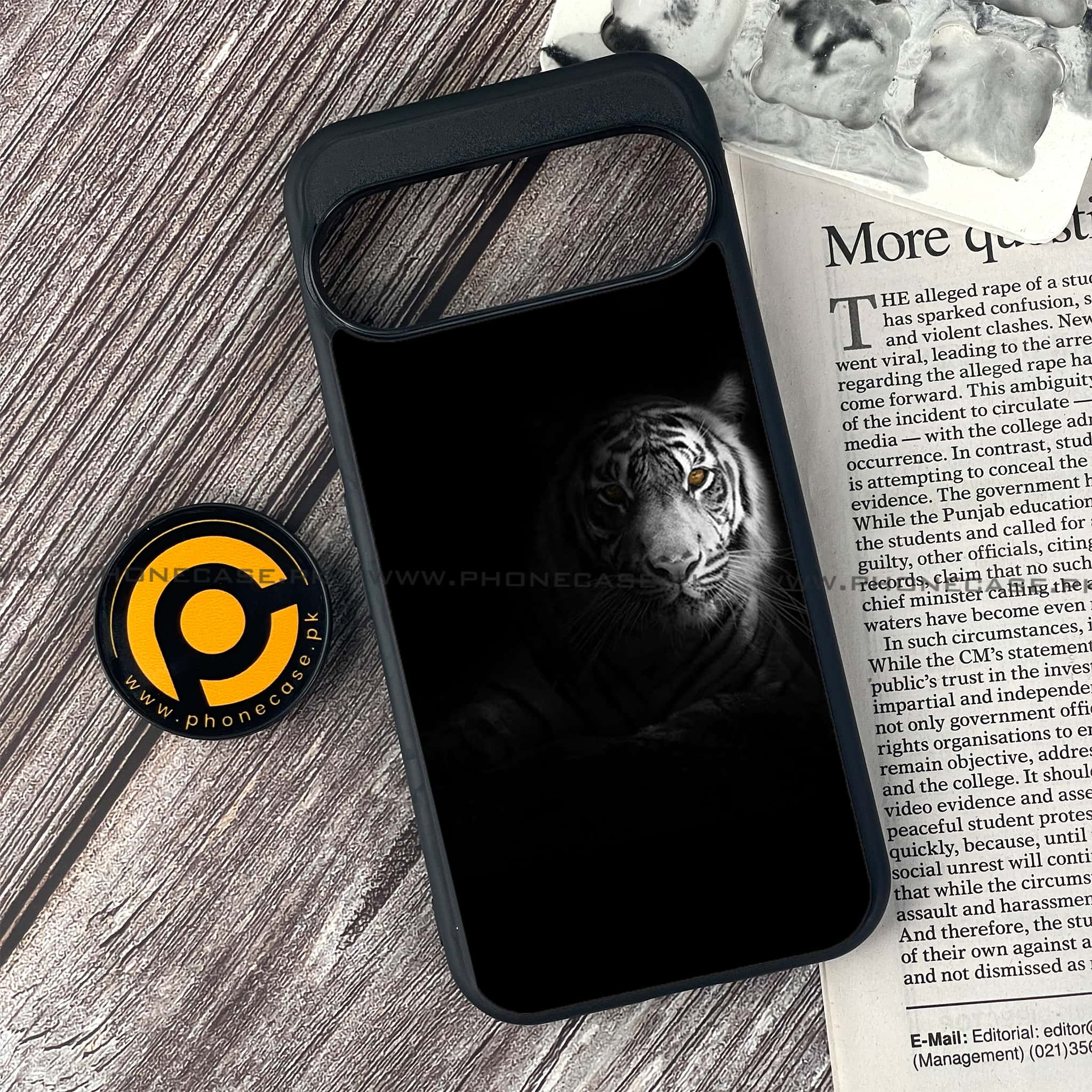 Google Pixel 9 - Tiger Series - Premium Printed Glass soft Bumper shock Proof Case