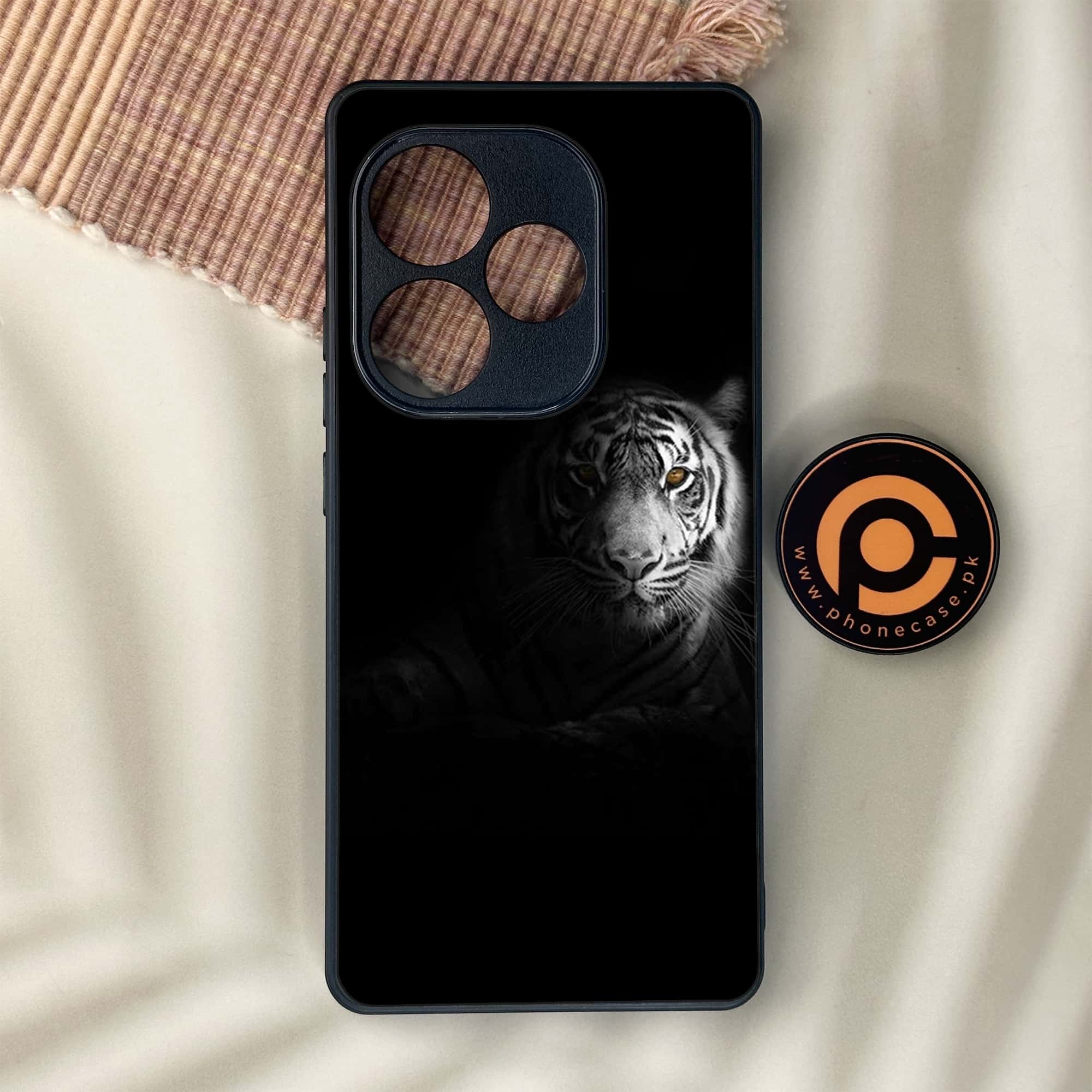 Realme GT 6 - Tiger Series - Premium Metal Printed soft Bumper shock Proof Case