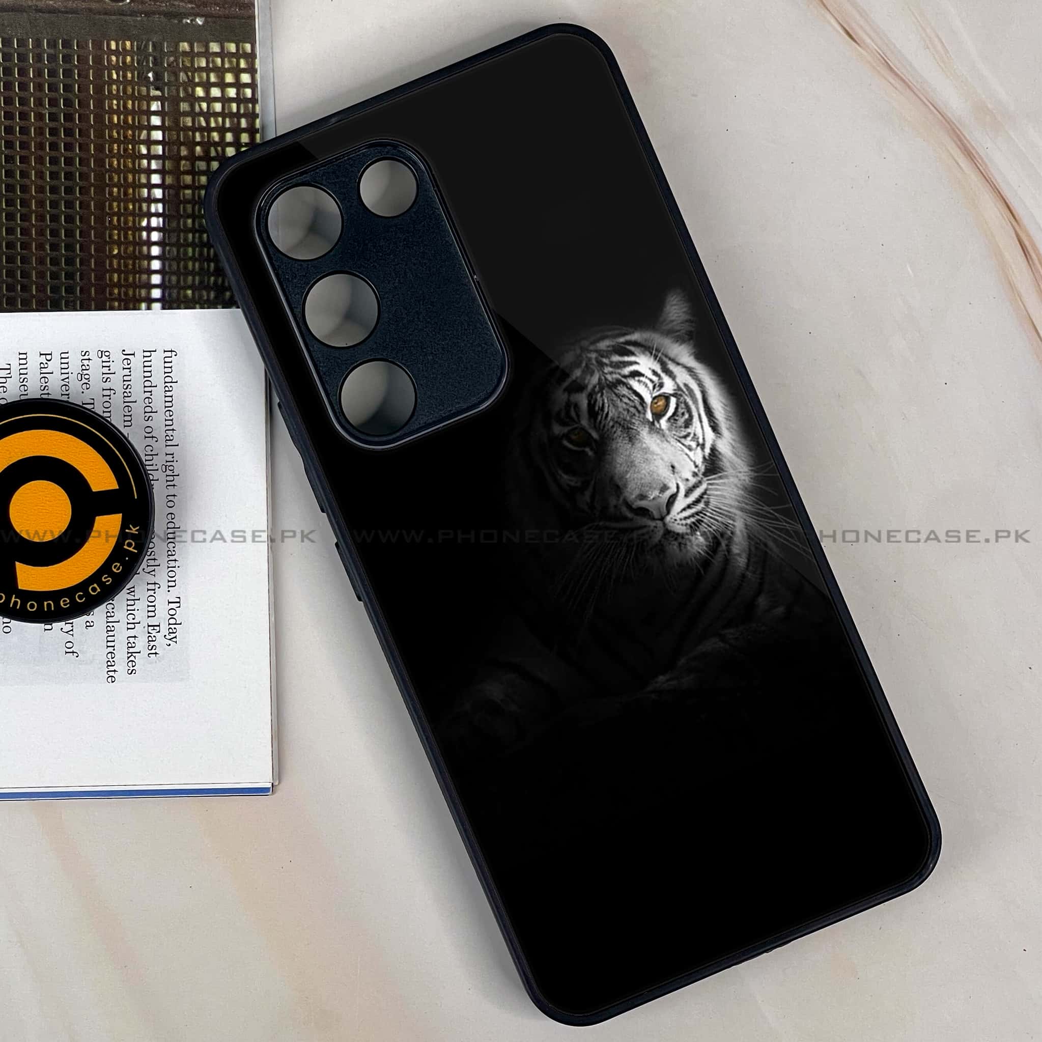 Vivo Y200e - Tiger Series - Premium Metal Printed soft Bumper shock Proof Case