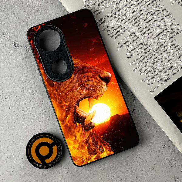 Vivo V50 -  Tiger Series - Premium Metal Printed Soft Bumper Shockproof Case