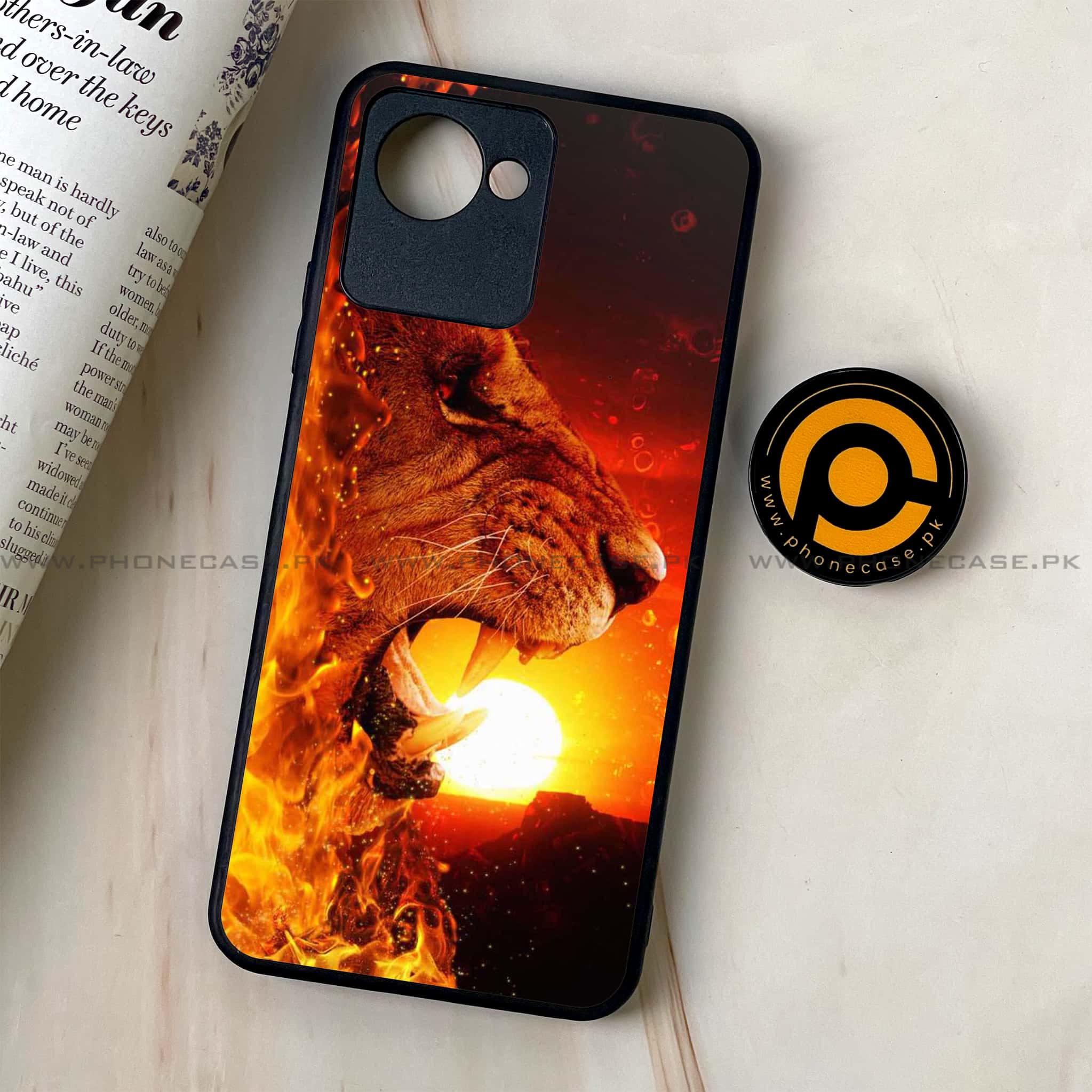 Realme C30 - Tiger Series - Premium Printed Glass soft Bumper shock Proof Case