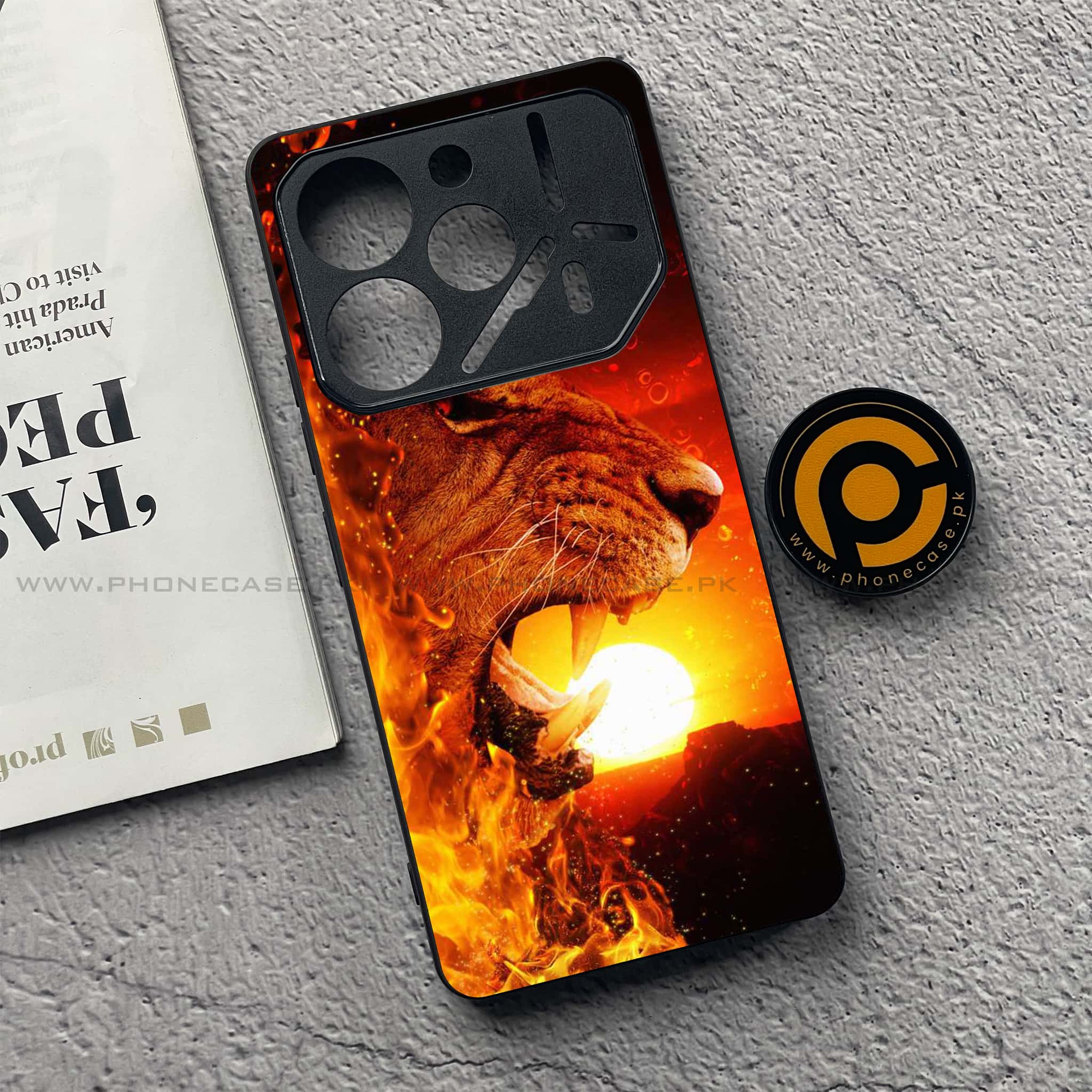 Tecno Pova 6 Pro - Tiger Series - Premium Printed Glass soft Bumper shock Proof Case
