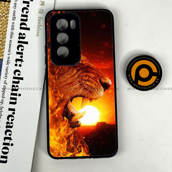 Oppo Reno 12 5G - Tiger Series - Premium Printed Glass soft Bumper shock Proof Case