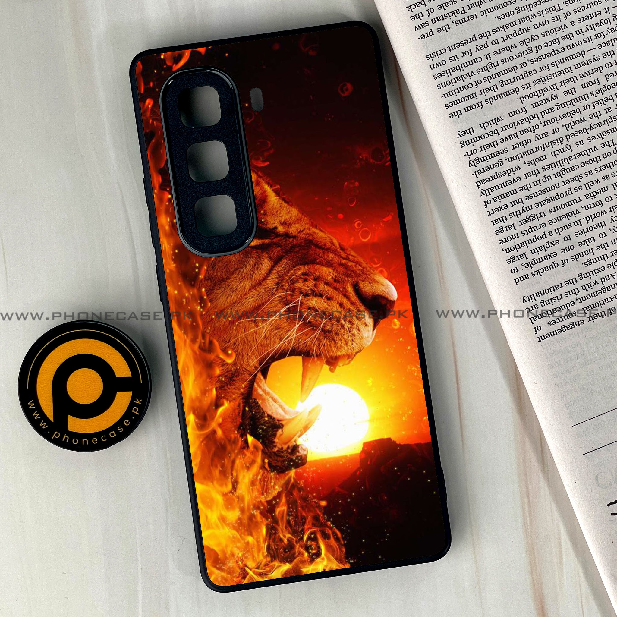 Infinix Hot 50 Pro Plus - Tiger Series - Premium Printed Glass soft Bumper shock Proof Case