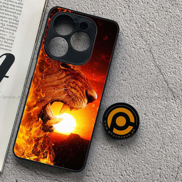 Tecno Spark 20C - Tiger Series - Premium Printed Glass soft Bumper shock Proof Case