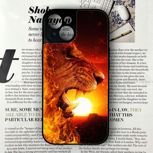 iPhone 13 - Tiger Art series - Premium Printed Glass soft Bumper shock Proof Case