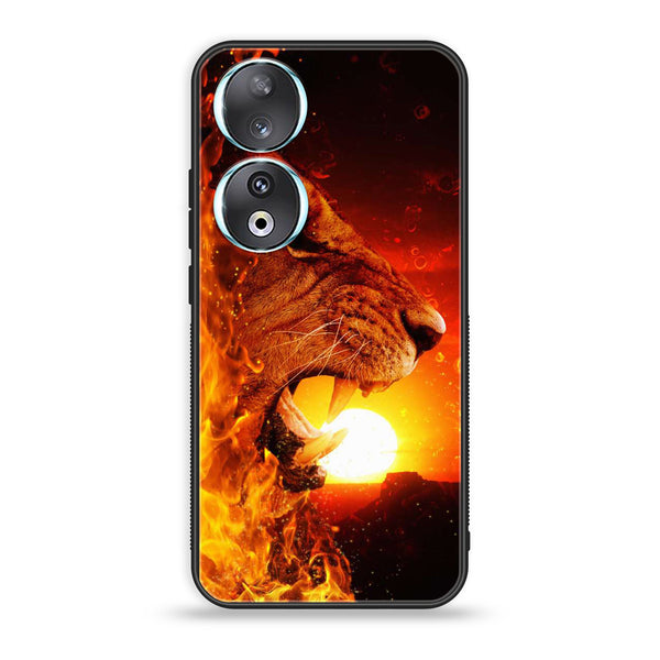 Huawei Honor 90 - Tiger Series - Premium Printed Glass soft Bumper shock Proof Case