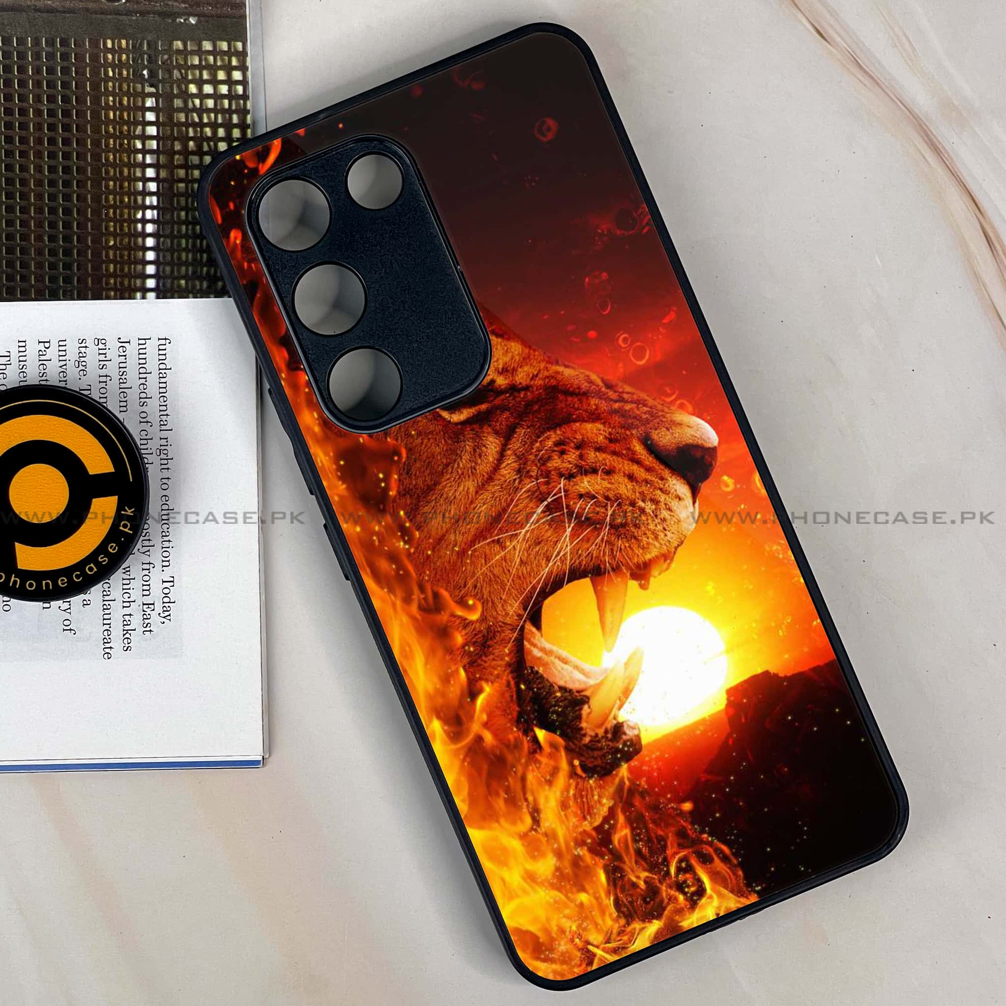 Vivo Y100 - Tiger Series - Premium Printed Glass soft Bumper shock Proof Case