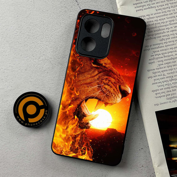 Oppo Reno 14F - Tiger Series - Premium Metal Printed Soft Bumper Shockproof Case