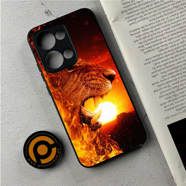 Oppo Reno 13 - Tiger Series - Premium Metal Printed Soft Bumper Shockproof Case