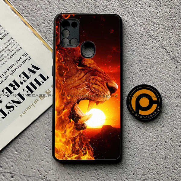 Samsung Galaxy A21s - Tiger Art Series - Premium Printed Glass soft Bumper shock Proof Case