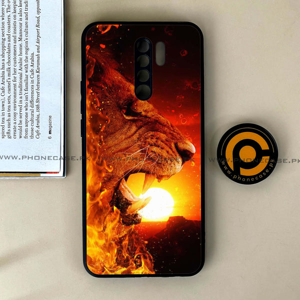 Xiaomi Redmi 9 - Tiger Series - Premium Printed Glass soft Bumper shock Proof Case