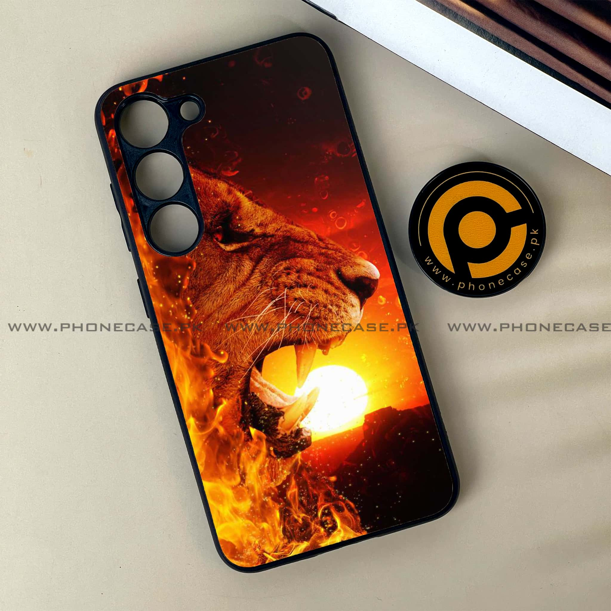 Samsung Galaxy S23 - Tiger Series - Premium Printed Glass soft Bumper shock Proof Case