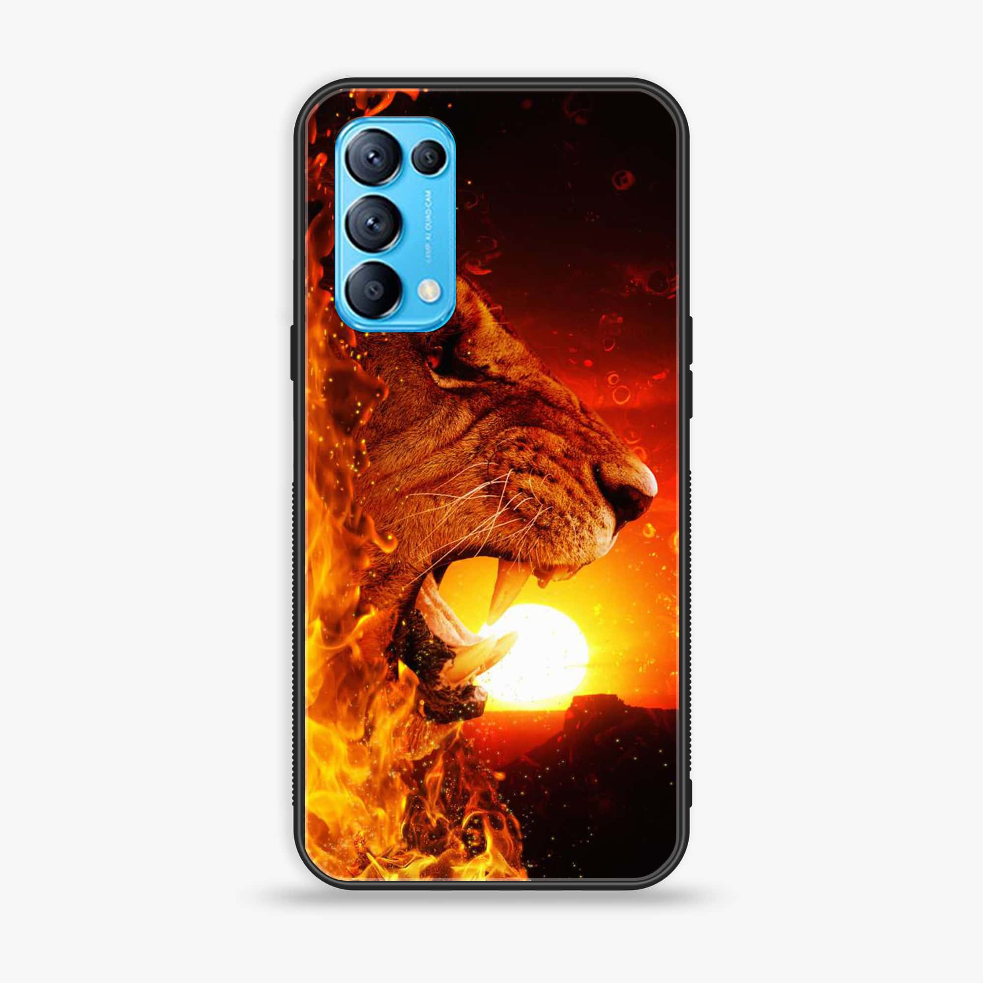 Oppo Reno 5 Tiger Art Series  Premium Printed Glass soft Bumper shock Proof Case