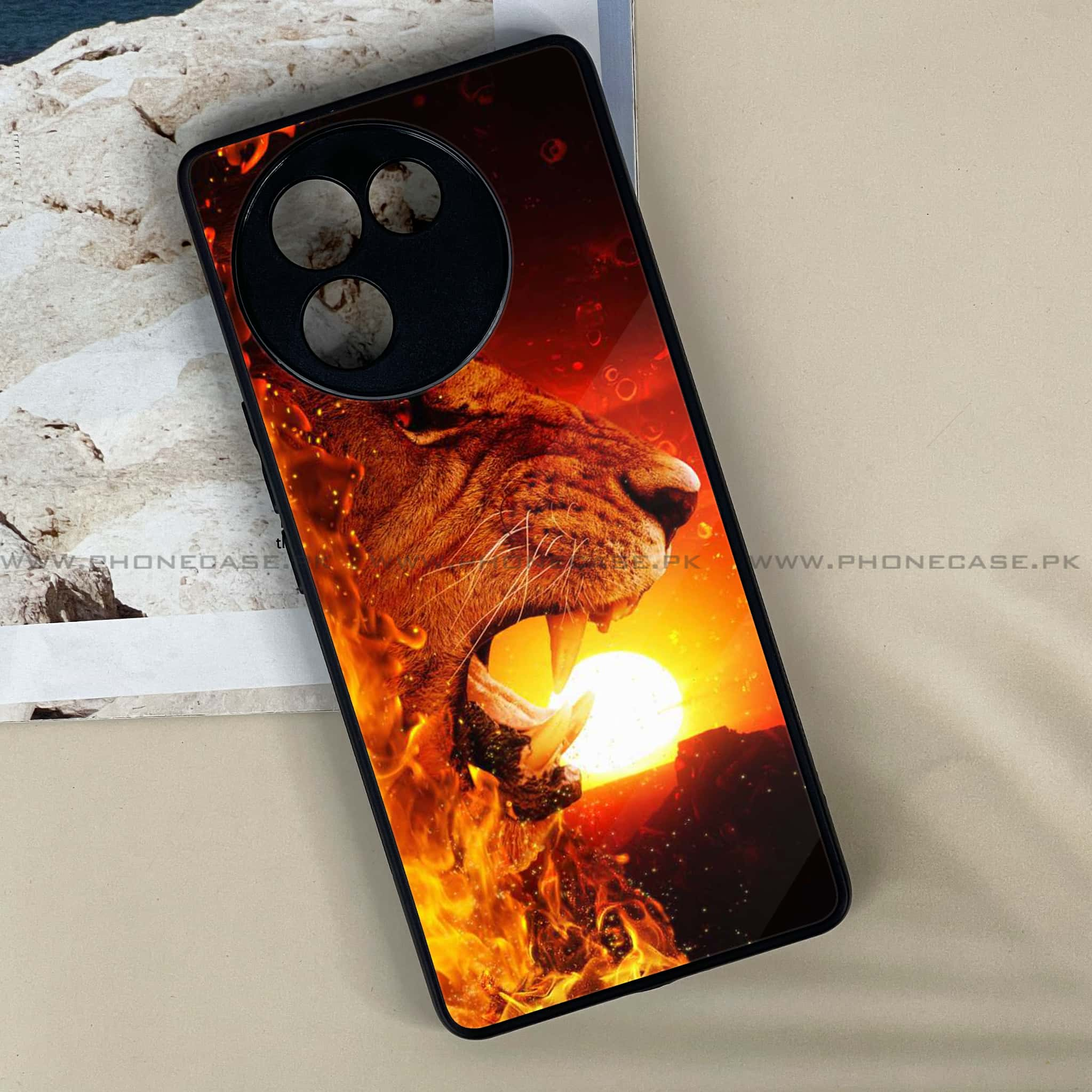 Vivo V30E - Tiger Series - Premium Printed Metal soft Bumper shock Proof Case