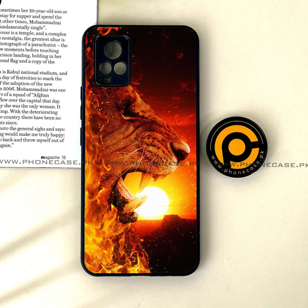 Vivo V20 - Tiger Art Series - Premium Printed Glass soft Bumper shock Proof Case