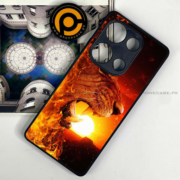 Redmi Note 13 Pro 4G - Tiger Series - Premium Metal Printed soft Bumper shock Proof Case