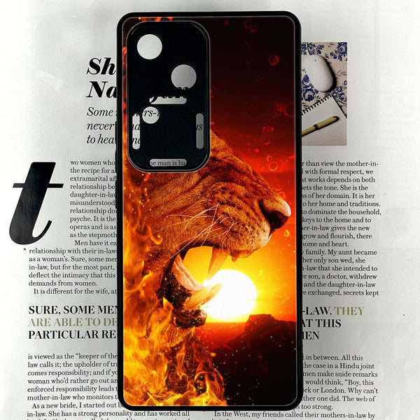 Vivo V30 - Tiger Series- Premium Printed Glass soft Bumper shock Proof Case