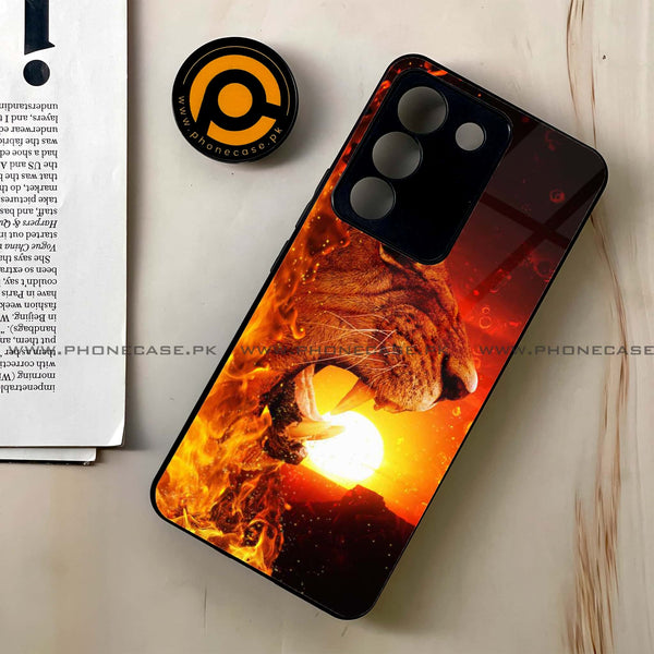 Vivo V29e/ Y200 - Tiger Design 1 - Premium Printed Glass soft Bumper shock Proof Case CS-15043